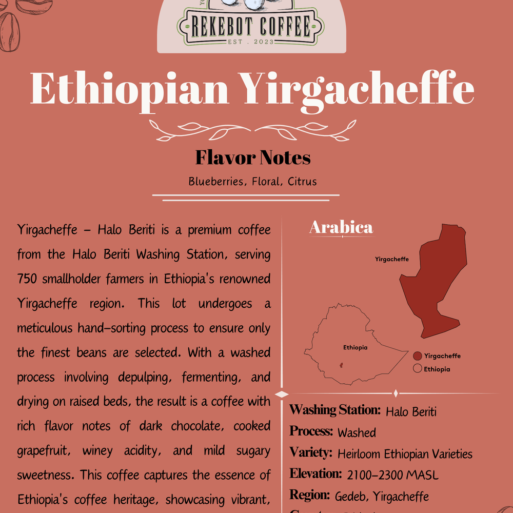 
                      
                        Yirgacheffe, Ethiopian Coffee - Rekebot Coffee
                      
                    